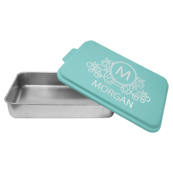 9" x 13" Aluminum Cake Pan with Teal Lid