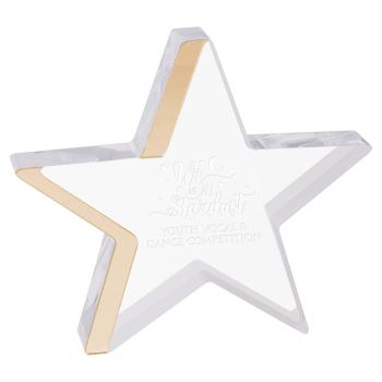 6 3/4" x 6" Star Acrylic with Gold Edge
