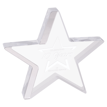 6 3/4" x 6" Star Acrylic with Silver Edge