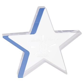 7 3/4" x 7" Star Acrylic with Blue Edge