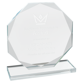 6" Octagon Clear Glass Award