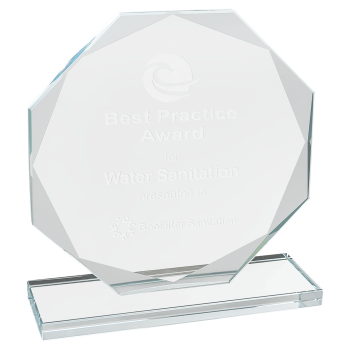 6 1/2" Octagon Clear Glass Award