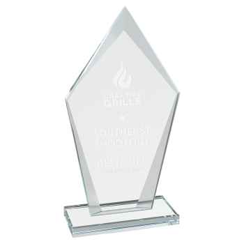 7 1/2" Diamond Clear Glass Award