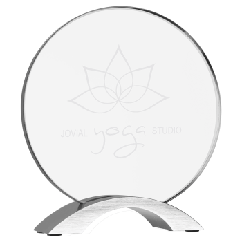 7 1/4" Round Cosmic Acrylic with Silver Base