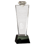 11" Crystal Diamond Top Award on Black Pedestal Base