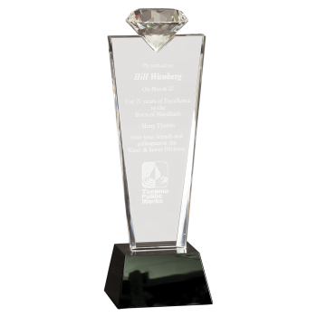 11" Crystal Diamond Top Award on Black Pedestal Base