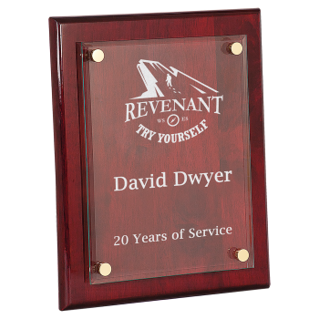 10 1/2" x 13" Rosewood Piano Finish Floating Glass Plaque