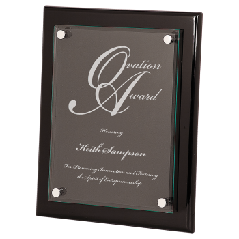 10 1/2" x 13" Black Piano Finish Floating Glass Plaque