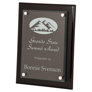 9" x 12" Black Piano Finish Floating Glass Plaque