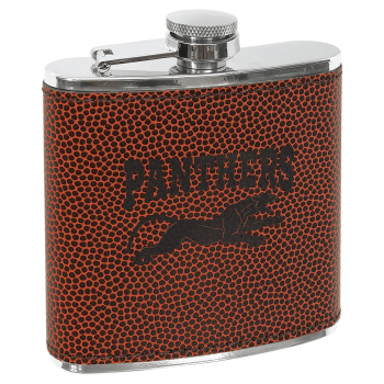 6 oz. Football Laserable Leatherette Stainless Steel Flask