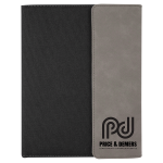 7" x 9" Gray Laserable Leatherette / Black Canvas Portfolio with Notepad