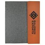 9 1/2" x 12" Rawhide Laserable Leatherette / Gray Canvas Portfolio with Notepad