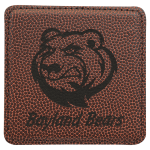 4" x 4" Square Football Laserable Leatherette Coaster