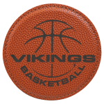 4" Round Basketball Laserable Leatherette Coaster