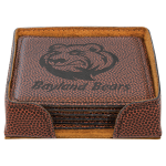 4" x 4" Football Square Laserable Leatherette 6-Coaster Set
