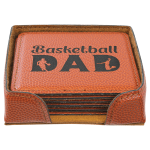 4" x 4" Basketball Square Laserable Leatherette 6-Coaster Set