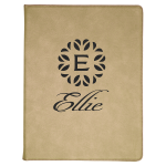 9 1/2" x 12" Light Brown Laserable Leatherette Portfolio with Notepad