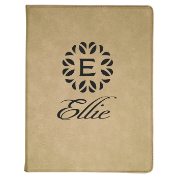 9 1/2" x 12" Light Brown Laserable Leatherette Portfolio with Notepad