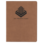 9 1/2" x 12" Dark Brown Laserable Leatherette Portfolio with Notepad