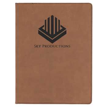 9 1/2" x 12" Dark Brown Laserable Leatherette Portfolio with Notepad
