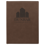 7" x 9" Dark Brown Laserable Leatherette Small Portfolio with Notepad