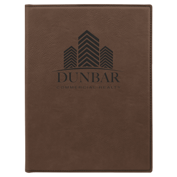 7" x 9" Dark Brown Laserable Leatherette Small Portfolio with Notepad