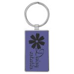 2 3/4" x 1 1/4" Laserable Leatherette/Metal Purple Rectangle Keychain