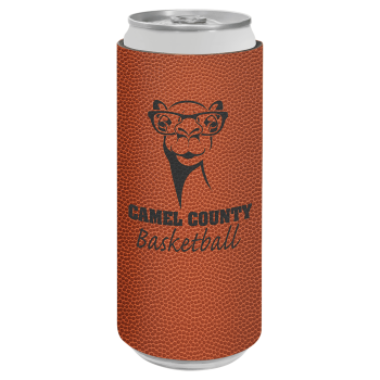 Basketball Laserable Leatherette Slim Beverage Holder