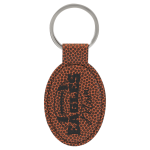 3" x 1 3/4" Football Laserable Leatherette Oval Keychain