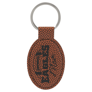 3" x 1 3/4" Football Laserable Leatherette Oval Keychain