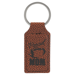 2 3/4" x 1 1/4" Football Laserable Leatherette Rectangle Keychain