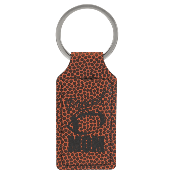 2 3/4" x 1 1/4" Football Laserable Leatherette Rectangle Keychain