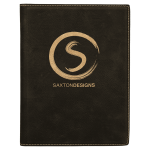 7" x 9" Black/Gold Laserable Leatherette Small Portfolio with Notepad