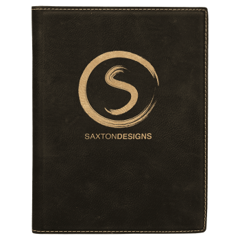 7" x 9" Black/Gold Laserable Leatherette Small Portfolio with Notepad