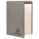 9 1/2" x 12" Gray Laserable Leatherette Portfolio with Notepad