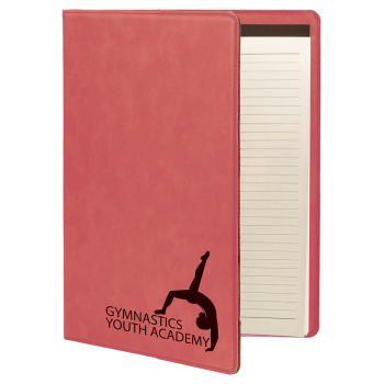 9 1/2" x 12" Pink Laserable Leatherette Portfolio with Notepad