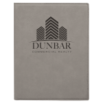 7" x 9" Gray Laserable Leatherette Small Portfolio with Notepad