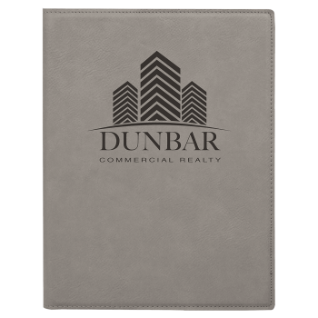 7" x 9" Gray Laserable Leatherette Small Portfolio with Notepad