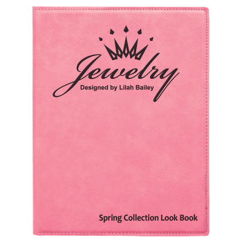 7" x 9" Pink Laserable Leatherette Small Portfolio with Notepad