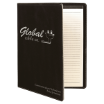9 1/2" x 12" Black/Silver Laserable Leatherette Portfolio with Notepad