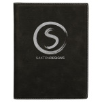7" x 9" Black/Silver Laserable Leatherette Small Portfolio with Notepad