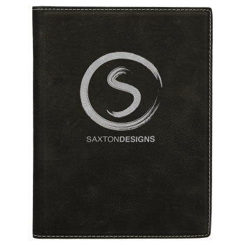 7" x 9" Black/Silver Laserable Leatherette Small Portfolio with Notepad