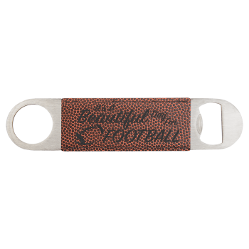 1 1/2" x 7" Football Laserable Leatherette Bottle Opener