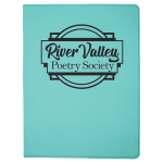 9 1/2" x 12" Teal Laserable Leatherette Portfolio with Notepad