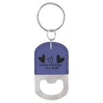 Oval Purple Laserable Leatherette Bottle Opener Keychain