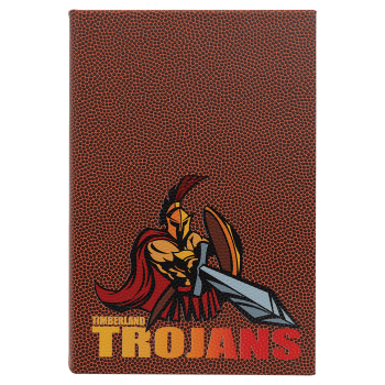 5 1/4" x 8 1/4" Football Laserable Leatherette Journal with Lined Notepad