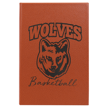 5 1/4" x 8 1/4" Basketball Laserable Leatherette Journal with Lined Notepad