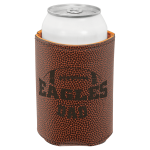 3 3/4" Football Laserable Leatherette Beverage Holder