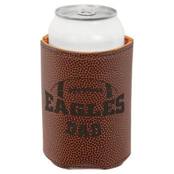 3 3/4" Football Laserable Leatherette Beverage Holder