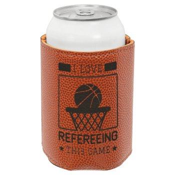 3 3/4" Basketball Laserable Leatherette Beverage Holder
